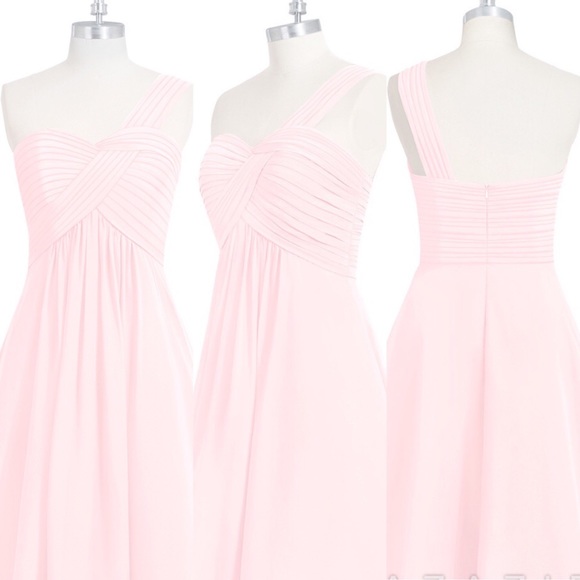 Azazie Sariah Bridesmaid Dress Blushing Pink Short Sweetheart Chiffon Sz A0 0 XS - Picture 4 of 9